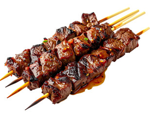 Delicious Grilled Beef Skewers with Glaze and Spices.