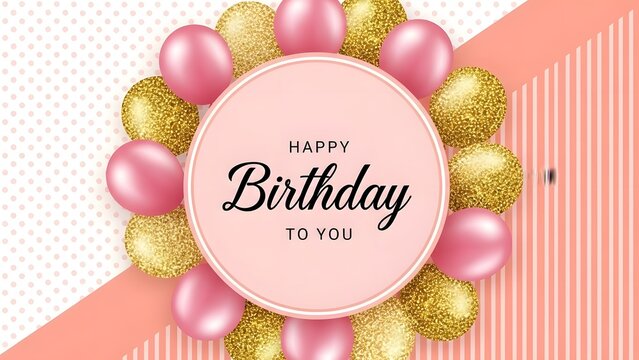 Pink and gold birthday celebration with balloons