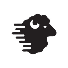 Speedy black ram with abstract motion lines facing right