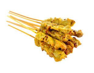 Delicious Chicken Satay Skewers with Peanut Sauce.