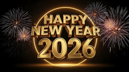 Happy new year 2026 celebration with fireworks