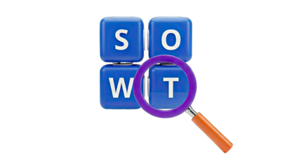 SWOT Analysis Concept with Magnifying Glass