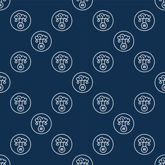 AI Cloud Data vector Artificial Intelligence round seamless pattern in thin line style