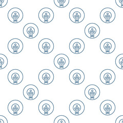 AI Circuit vector Artificial Intelligence round seamless pattern in thin line style