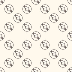AI Computer vector Artificial Intelligence PC round seamless pattern in thin line style