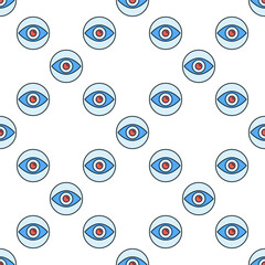 AI Eye vector Artificial Intelligence Vision linear round colored seamless pattern