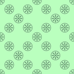 AI digital technology vector Artificial Intelligence thin line round seamless pattern