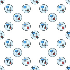 AI PC vector Artificial Intelligence Computer round colored seamless pattern