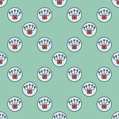 Artificial Intelligence Chip Circuit Board vector AI round colored seamless pattern