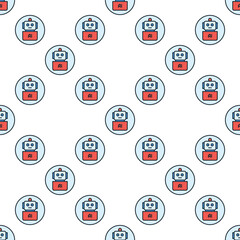 Artificial Intelligence Robot vector AI Bot round colored seamless pattern