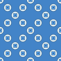 Artificial Intelligence CPU vector AI Chip round colored seamless pattern