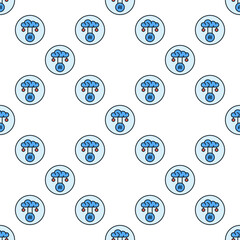 Artificial Intelligence Cloud Data vector AI round colored seamless pattern