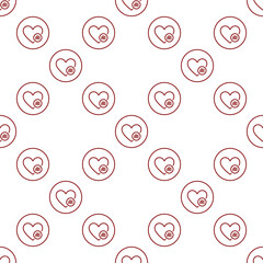 Heart with Artificial Intelligence sign vector AI outline round seamless pattern