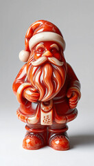 Christmas candy cane decorations on a festive tree with Santa and holiday ornaments