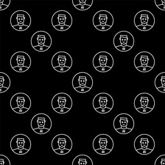Man and AI vector Artificial Intelligence outline round seamless pattern