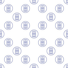 Smartphone with AI vector Artificial Intelligence technology round seamless pattern in outline style