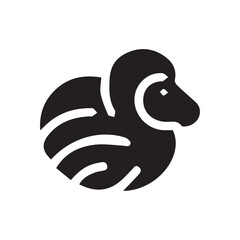 Minimalist Black Silhouette of a Duck Icon