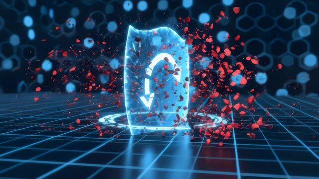 Abstract Light Creates Security Shield With Rotation Arrows Pattern