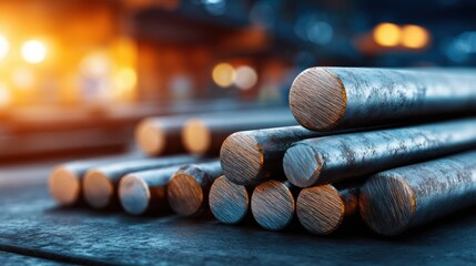 Dynamic medium shot of an assembly line producing diverse nonferrous rods showcasing efficient fabrication techniques and material handling.