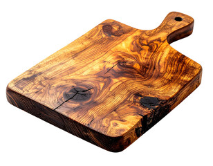 Rustic Wooden Cutting Board with Natural Grain and Handle.