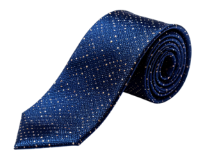 Elegant Dark Blue Silk Tie with White Polka Dots.