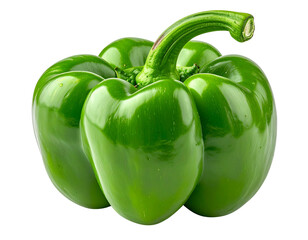 Vibrant Green Bell Pepper Isolated on White Background.