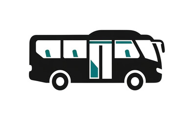 Modern shuttle bus illustration icon representing public transportation, urban commute, passenger service, and flat vector mobility design concept graphics