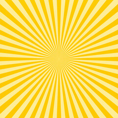 Fototapeta premium Yellow radial sunburst background with soft textured rays. Ideal for sunshine themes, summer designs, inspirational posters, and cheerful backgrounds.