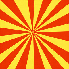 Obraz premium Red and yellow classic radial sunburst background with retro texture. Perfect for bold posters, promotions, circus themes, and energetic designs.