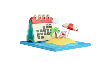 Summer Vacation Calendar on Island Concept