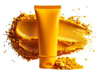 Turmeric Cream Tube with Powder and Swatch.