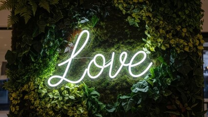 Love Neon Sign Green Wall Romantic Decor