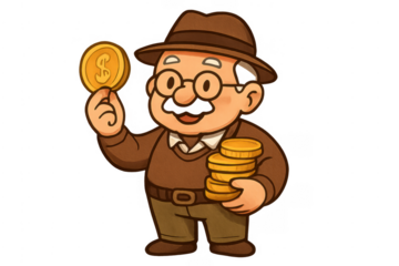 Senior man holding gold coins for retirement savings