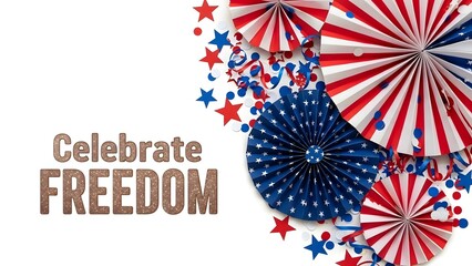 Obraz premium Patriotic celebration background with celebrate freedom slogan