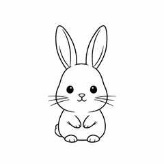 Cute cartoon bunny illustration simple line art.