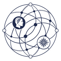 Abstract ai ecosystem diagram core artificial intelligence neural network data network innovation technology connection