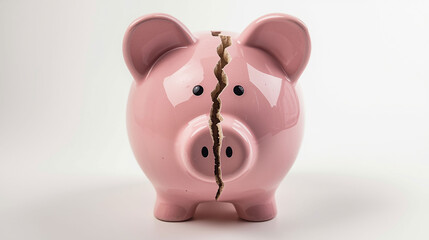 Broken Piggy Bank Symbolizing Financial Loss, Savings Disruption, and Money Challenges