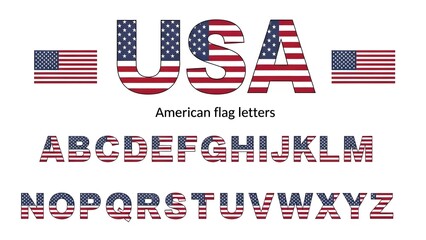 American flag themed alphabet letters