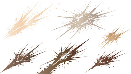 Obraz premium Abstract collection of beige and brown paint splatters on black background