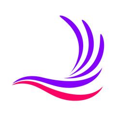 Obraz premium Abstract Purple and Pink Flowing Swoosh Wing Shape on White Background