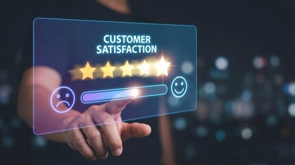 Customer satisfaction rating concept with glowing interface