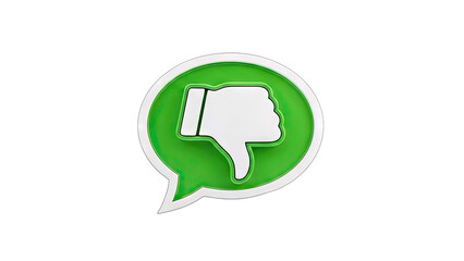 Fototapeta premium Thumbs Down Icon in Green Chat Bubble on White Background