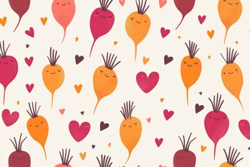 Cute vegetable hearts pattern
