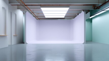 Fototapeta premium Minimalist studio space for creative projects urban setting photography environment bright lighting