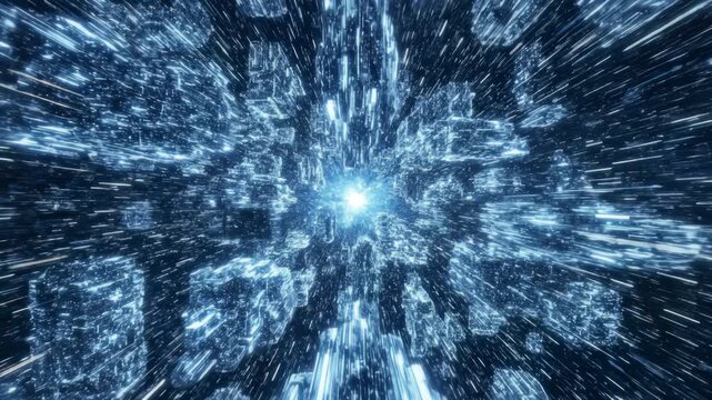 Futuristic Vault Keyhole Opens to Reveal Light Speed Tunnel Journey