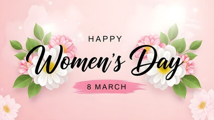 Happy womens day greeting with floral design