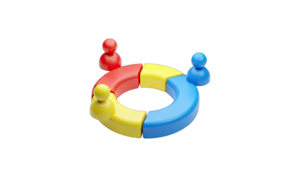 Teamwork Concept: Colorful People with Circle Diagram