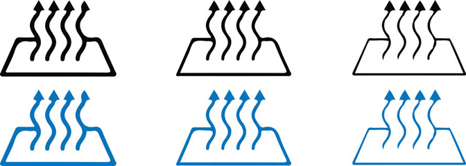 Fototapeta premium heat bule black icons set vector illustration steam line vector temperature 