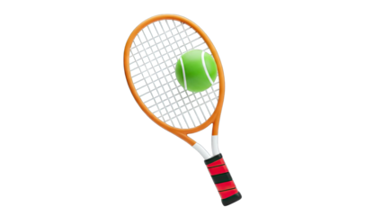 Tennis Racquet Hitting Ball on White Background