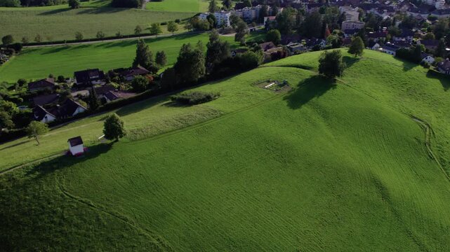 Revealing a green city with a lake in rural Switzerland, Uster